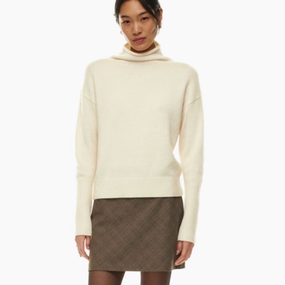 Wilfred Aritzia Cyprie 100% Cashmere Mock Neck Sweater Light Birch/ivory XS NWOT